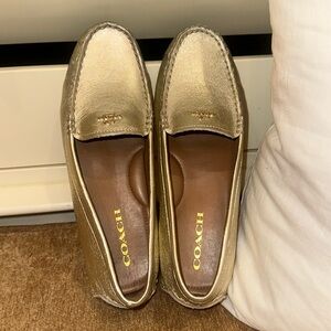 Coach Metallic Gold driving Mocs loafers